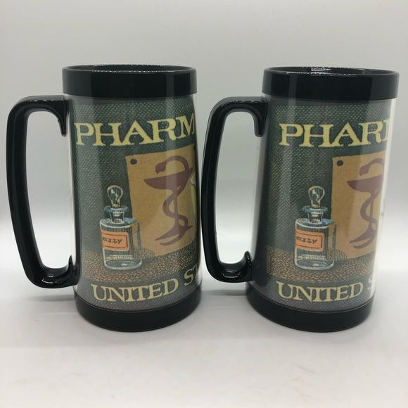 Vintage Set 2 Mugs Therma Serv Plastic Pharmacy - Picture 2 of 9
